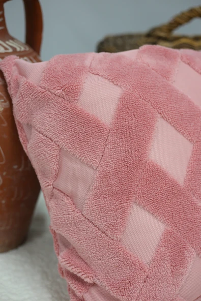 Cross | Welsoft Jakarlı Dekoratif Kırlent Kılıfı 43x43 - ZTCROSS pembe - 5