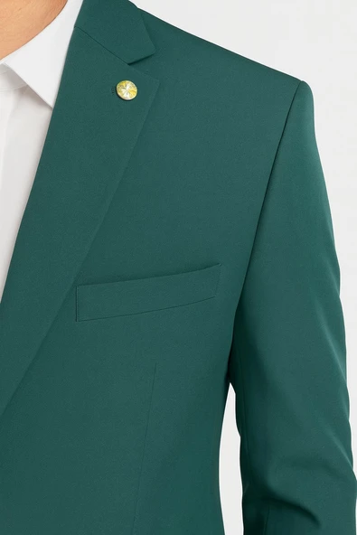 Erkek  Tek Düğme Slim Fit Takım Elbise - Şık Ofis ve Davet Kombini - Resim 5