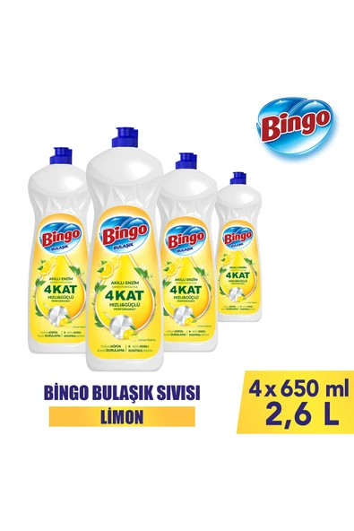 Sıvı Elde Bulaşık Deterjanı Limon 650ml X 4 Adet ürün görseli 1