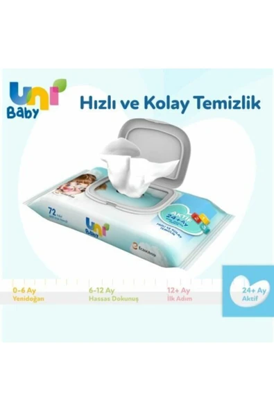 Uni Baby Aktif 24+ Ay Islak Mendil 72 Yaprak - 3