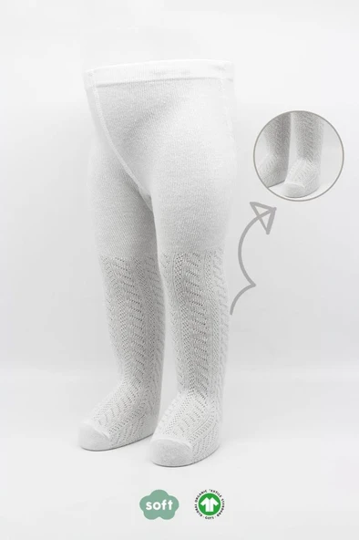 NessiWorld Tekli Zikzak Kabartma Penye Külotlu Çorap BS50108 Beyaz ürün görseli