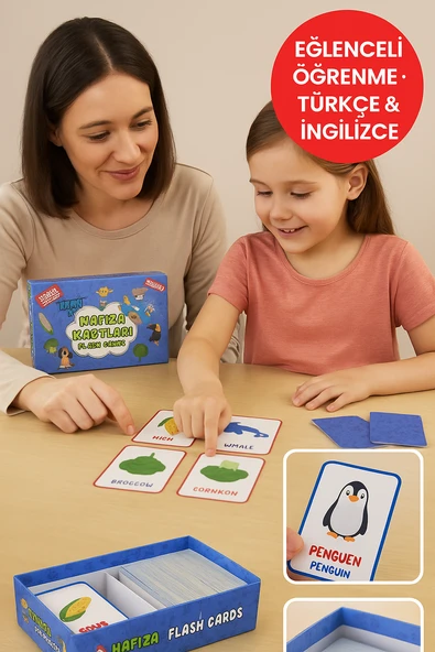Hafıza Kartları Flash Cards 108 Parça • Türkçe İngilizce Kelime Oyunu • Zeka ve Dikkat Gelişimi - 3