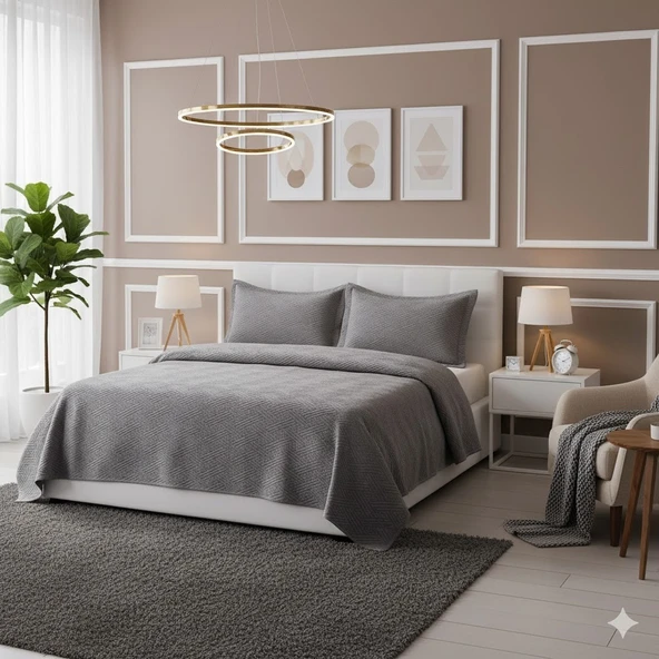 TAYTÜYÜ NUBUK YATAK ÖRTÜSÜ TEK KİŞİLİK VİCENZA A.GRİ ürün görseli