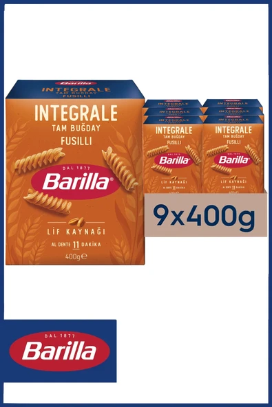 Barilla Tam Buğday Burgu Makarna (Integrale Fusilli) 400 gr x 9 Adet ürün görseli