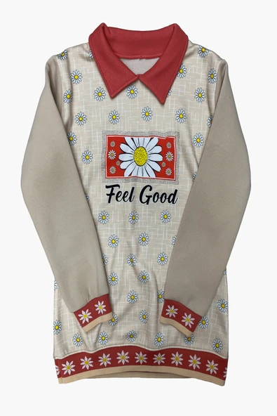 Kız Çocuk Papatya Baskılı Taş Süslemeli 3 İplik  Alt Üst Takım 12324 - Resim 10