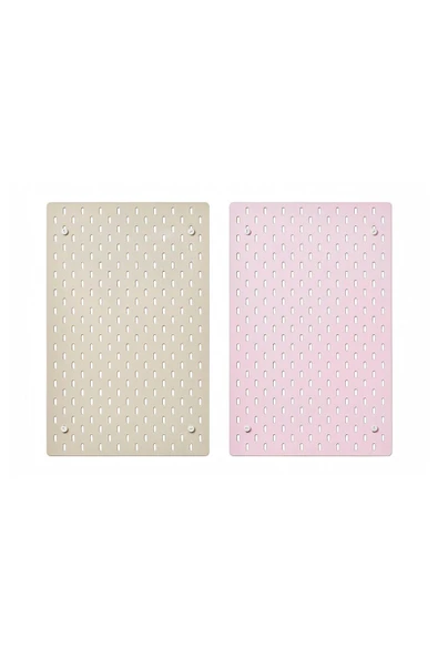 Skadis Çift Taraflı Çok Amaçlı Pano, Bej ve Pembe, 36x56 cm - Resim 3