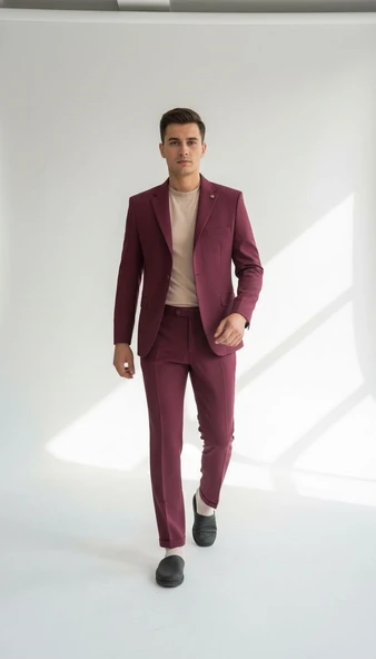 Erkek Tek Düğme Slim Fit Takım Elbise - Şık Ofis ve Davet Kombini ürün görseli