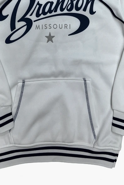 Erkek Çocuk Kapüşonlu Kanguru Cepli Ribana ve Baskı Detaylı 3 İplik Sweatshirt 12326 - Resim 3