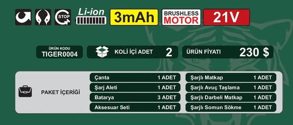 TİGER KİNG PRO 4 LÜ SET SOMUN SIKMA+HİLTİ+VİDALAMA+AVUÇ TAŞLAMA - 3