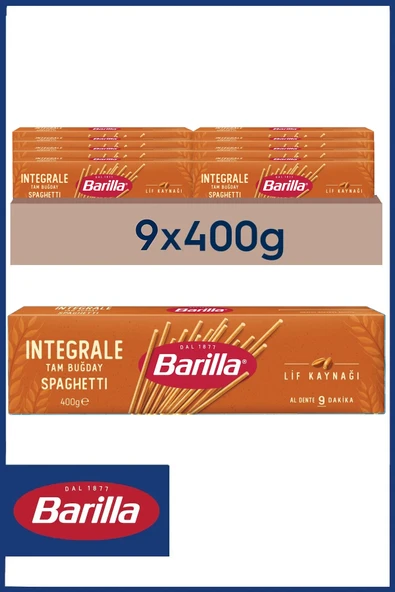 Barilla Tam Buğday Spagetti (Integrale Spaghetti) Makarna No.5 400 gr x 9 Adet ürün görseli
