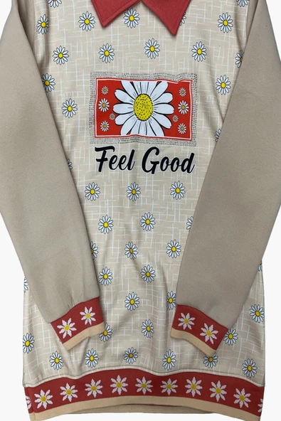 Kız Çocuk Papatya Baskılı Taş Süslemeli 3 İplik  Alt Üst Takım 12324 - Resim 12