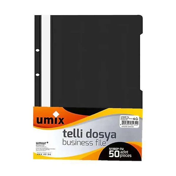 Umix Telli Dosya A4 Plus Siyah 50'li Paket ürün görseli