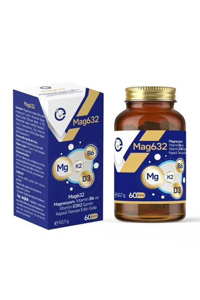 EVOPHARMA Magnezyum Mag632, Vitamin B6 Ve Vitamin D3k2 Içeren Kapsül Takviye Edici Gıda - Resim 3
