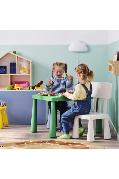 Çocuk Masası, parlak yeşil, 77x55 cm Dikdörtgen - Resim 2