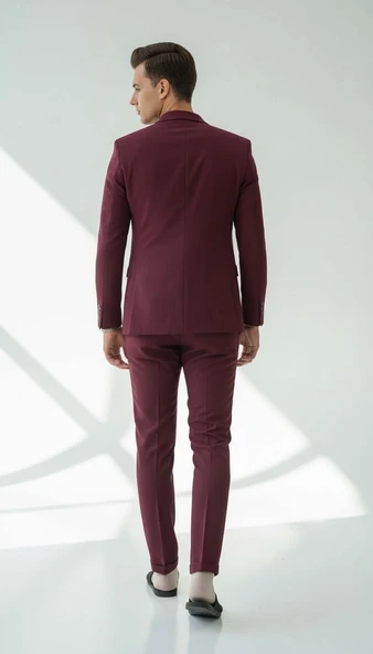 Erkek Tek Düğme Slim Fit Takım Elbise - Şık Ofis ve Davet Kombini - Resim 7