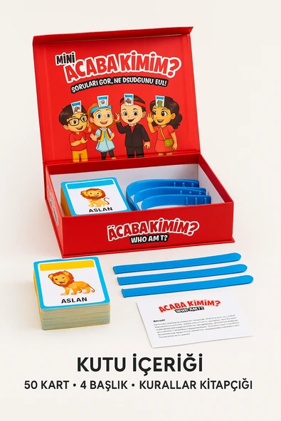 Mini Acaba Kimim? Aile Oyunu – Türkçe İngilizce Zeka ve İfade Geliştiren Kartlı Eğlence Seti - 3