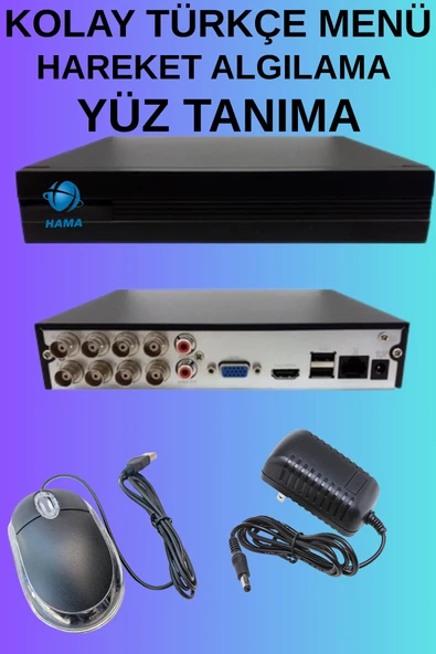 SNRELK HAMA 8 Kameralı 500Gb Gece Görüşlü Full Güvenlik Kamerası Seti - Resim 2