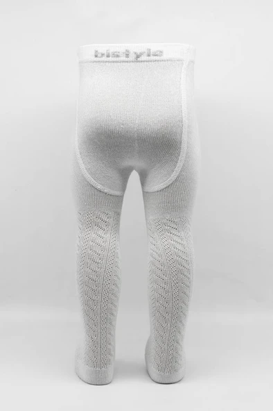 NessiWorld Tekli Zikzak Kabartma Penye Külotlu Çorap BS50108 Beyaz - Resim 3