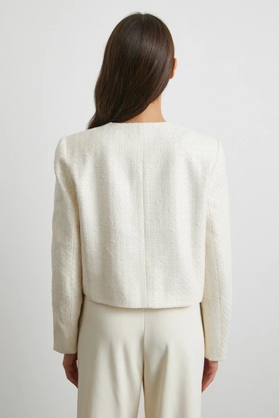 Koton Düğmeli Uzun Kollu Ceket Ekru - 6