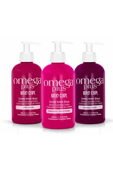 Omega Plus Bad Girl Pembe Şeker Pembesi  Fuşya 3lü Saç Boyası Seti 3*250ml ürün görseli 1