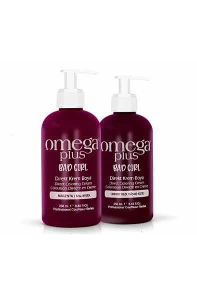 Omega Plus Bad Girl Majenta  Vişne Kızılı Renkli Saç Boyası Seti 2*250ml ürün görseli 1