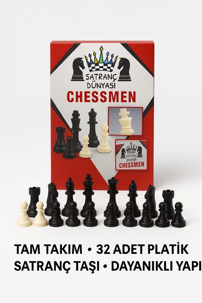 Satranç Dünyası 32 Parça Plastik Satranç Taşı Seti – Dayanıklı, 65 mm Şah Boyu, Tam Takım - 2