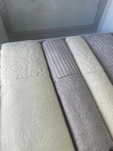 NURPAK %100 PAMUKLU HAMAM TAKIMI GRİ-KREM - 2