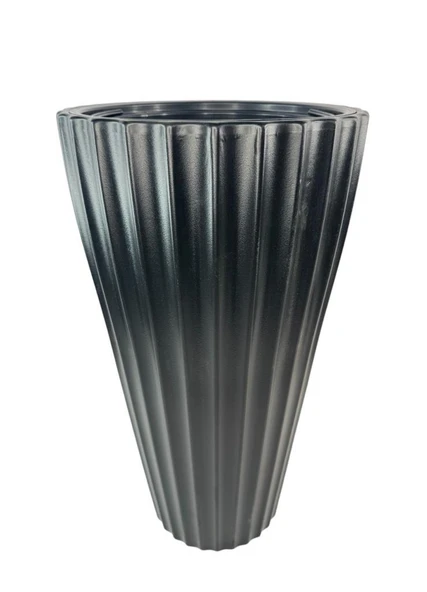 Siyah Lilyum Model Vazo Dekoratif Plastik Saksı 57cm 9 Litre İç Hacim Estetik ve Modern Tasarım - 2