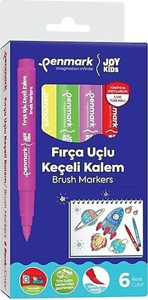 Penmark Süper Fırça Uçlu Yıkanabilir Keçeli Kalem 6lı Set ürün görseli