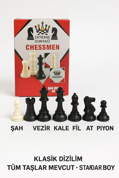 Satranç Dünyası 32 Parça Plastik Satranç Taşı Seti – Dayanıklı, 65 mm Şah Boyu, Tam Takım - 3