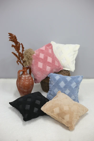 Cross | Welsoft Jakarlı Dekoratif Kırlent Kılıfı 43x43 - ZTCROSS  EKRU - 6