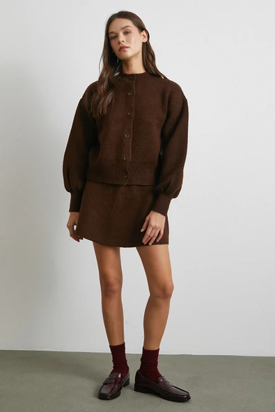 Hırka Etek Triko Takım Kahve - 3