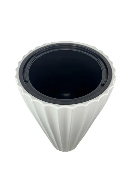 Beyaz Lilyum Model Vazo Dekoratif Plastik Saksı 57cm 9 Litre İç Hacim Estetik ve Modern Tasarım - 4