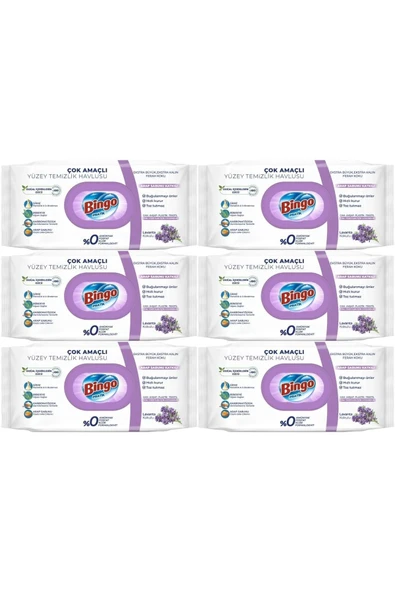 Pratik Yüzey Temizlik Havlusu Arap Sabunu Katkılı Lavanta 96lı x6 Adet - Resim 2