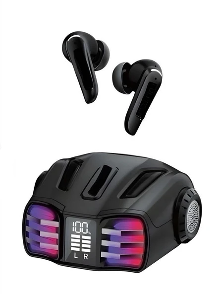 Kablosuz Bluetooth 5.4 Kulaklık 300mAh Batarya, RGB Işık, 10m Menzil Siyah ürün görseli 1