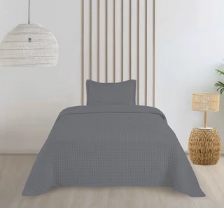 Bella Home Tek Kişilik Sonnia Yatak Örtüsü Seti - Koyu Gri