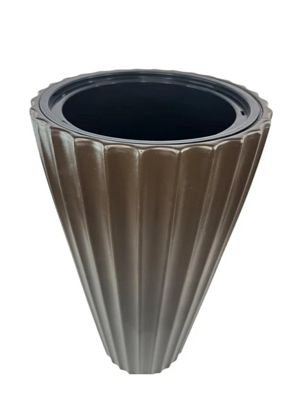 Kahverengi Lilyum Model Vazo Dekoratif Plastik Saksı 57cm 9 Litre İç Hacim Estetik ve Modern Tasarım - 2