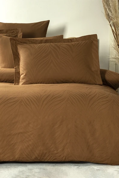 Pierre Cardin Jakarlı Saten Nevresim Takımı Çift Kişilik Zebra Kahve