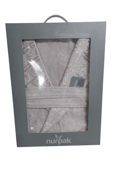 Erkek Bej Bambu Bedenli Tek Bornoz