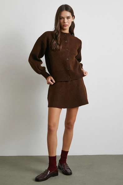 Hırka Etek Triko Takım Kahve - 2