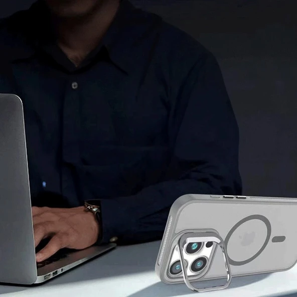 iPhone 17 Pro Kılıf Armor Seri Magsafe Uyumlu Stand Özellikli Kamera Lensli Kapak - 4