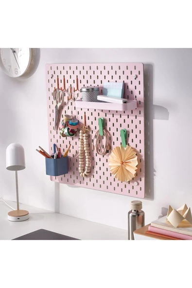 Skadis Çift Taraflı Çok Amaçlı Pano, Bej ve Pembe, 56x56 cm - Resim 3