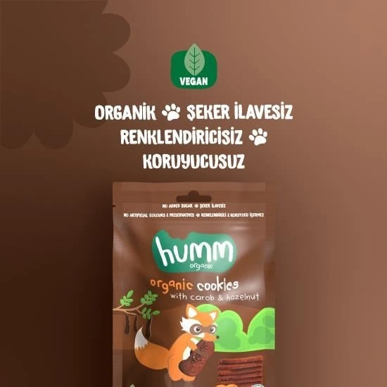 Humm Organik Keçiboynuzlu ve Fındıklı Vegan Kurabiye 55 Gr - Resim 2