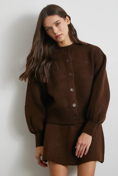 Hırka Etek Triko Takım Kahve - 4