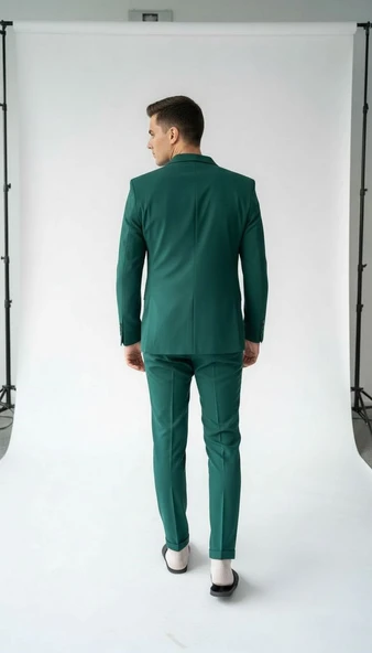 Erkek  Tek Düğme Slim Fit Takım Elbise - Şık Ofis ve Davet Kombini - Resim 3