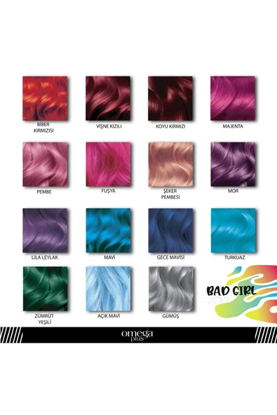 Omega Plus Bad Girl Vişne Kızılı Amonyaksız Renkli Saç Boyası 250ml - Resim 2