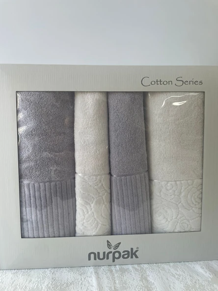 NURPAK %100 PAMUKLU HAMAM TAKIMI GRİ-KREM