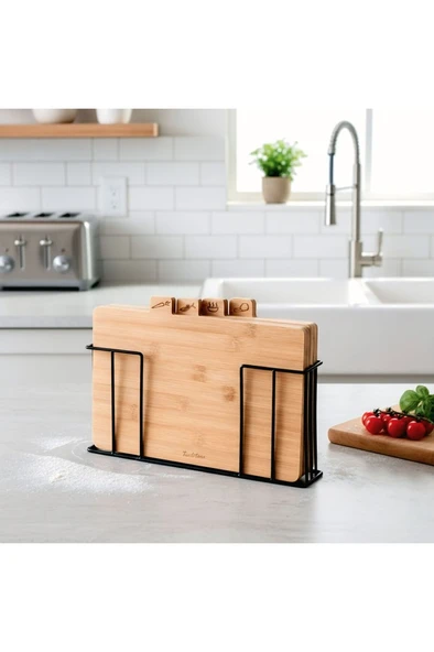 Tantitoni 4'lü, 28X20 cm, Bambu, Standlı Kesme Tahtası, 4'lü Kesme Tahtası, WOOD CB50254B ürün görseli 1