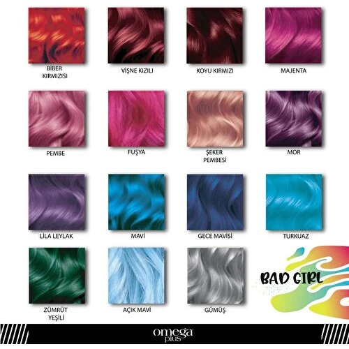 Omega Plus Bad Girl Majenta Amonyaksız Renkli Saç Boyası 250ML - Resim 2