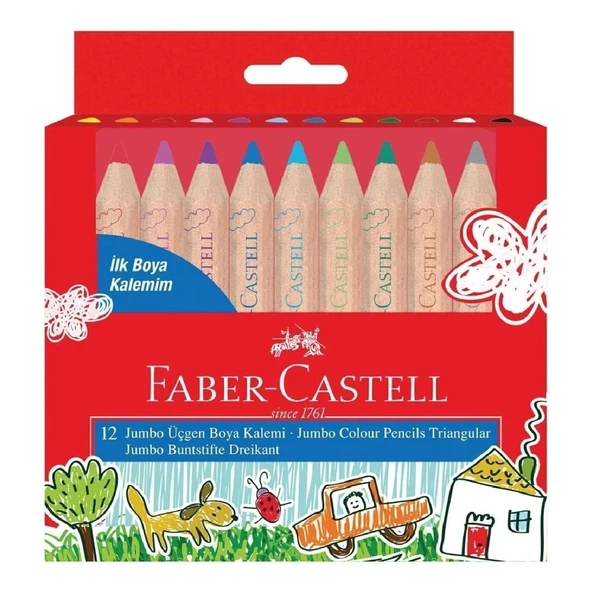 Faber-Castell Jumbo İlk Kuru Boya Kalemim Yarım Boy 12 Renk ürün görseli